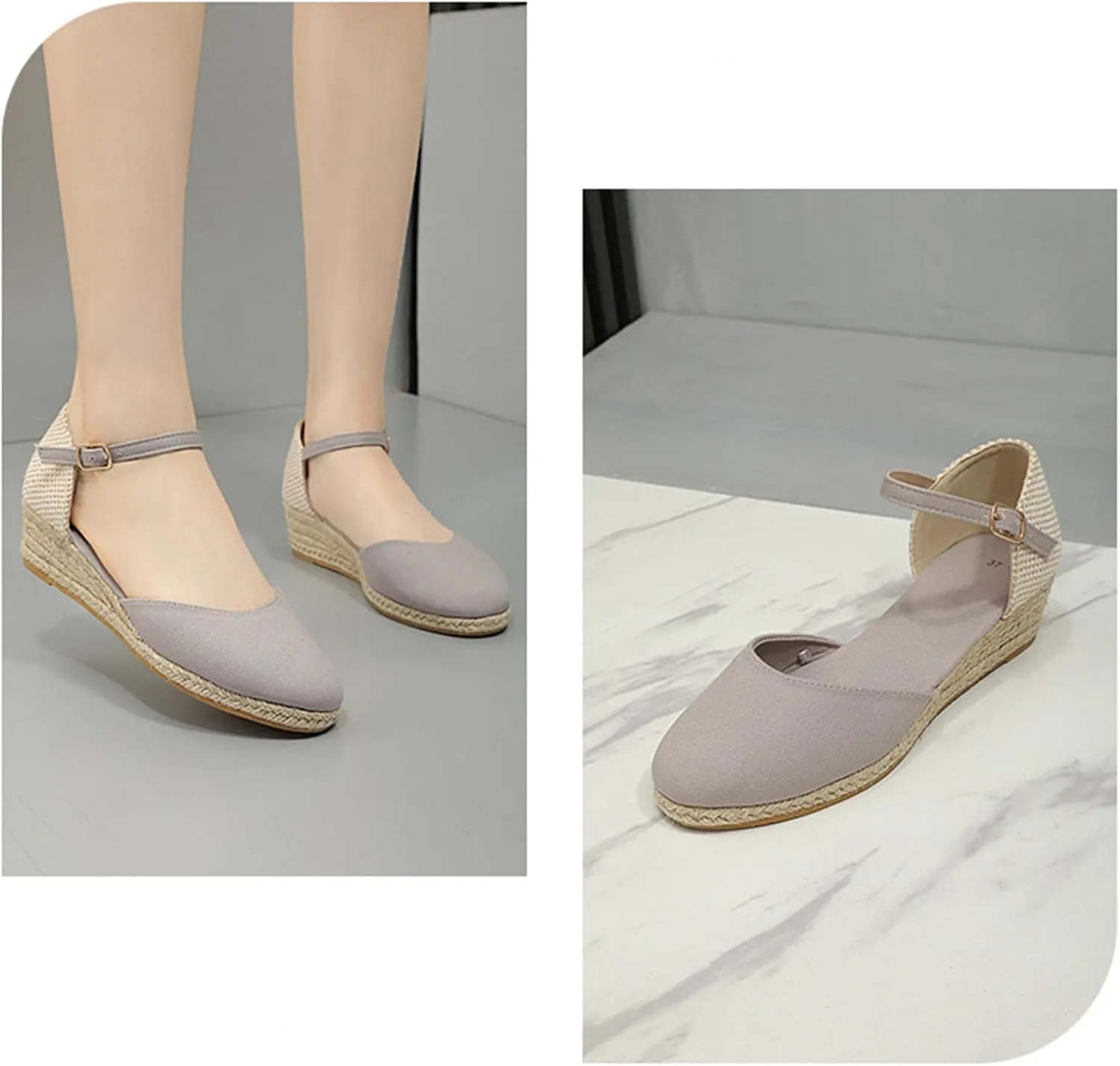 Espadrilles Wedges for Women Summer Sandals Womens Espadrilles Closed Toe Ankle Strap Dressy Low Heel Platform Wedge Sandals