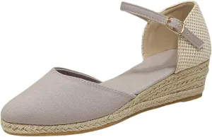 Espadrilles Wedges for Women Summer Sandals Womens Espadrilles Closed Toe Ankle Strap Dressy Low Heel Platform Wedge Sandals