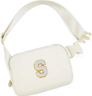 Essentials for Girls - Travel & Teen Girl Essentials, Fashion Waist Packs - Cute Trendy Stuff Belt Bag, Initial White, Cream