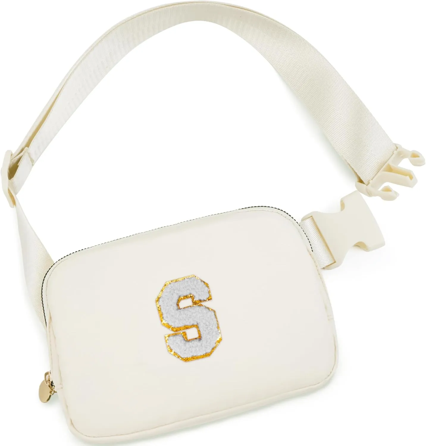 Essentials for Girls - Travel & Teen Girl Essentials, Fashion Waist Packs - Cute Trendy Stuff Belt Bag, Initial White, Cream