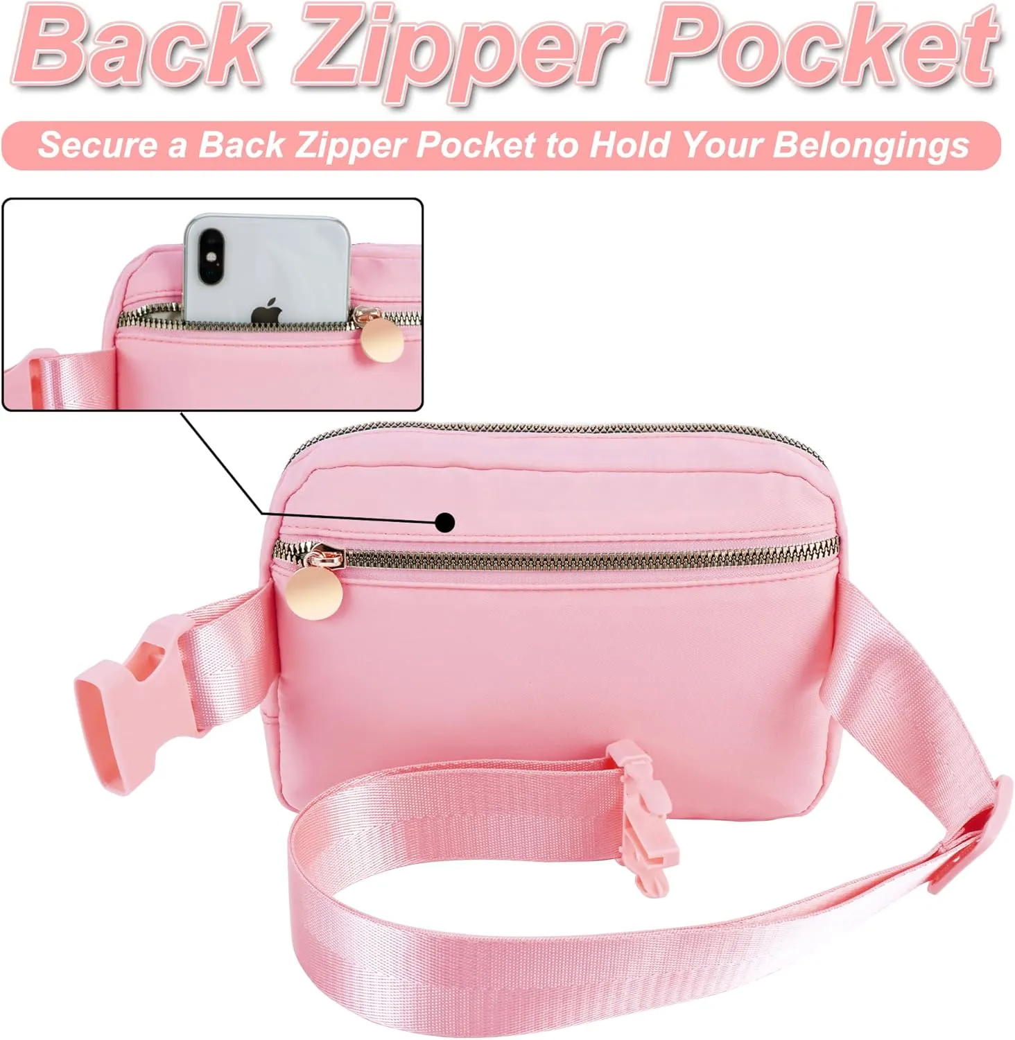 Essentials for Girls - Travel Essentials,Teen Girl Essentials,Essentials for Teen Girls,Fashion Waist Packs Cute Teen Trendy Stuff Belt Bag Crossbody,Initial White S,Peach Bag