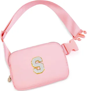 Essentials for Girls - Travel Essentials,Teen Girl Essentials,Essentials for Teen Girls,Fashion Waist Packs Cute Teen Trendy Stuff Belt Bag Crossbody,Initial White S,Peach Bag
