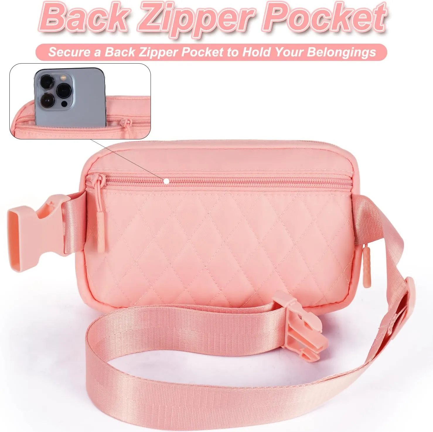 Essentials for Girls - Travel Essentials,Teen Girl Essentials,Essentials for Teen,Cute Teen Trendy Stuff Belt Bag for Women Girls Kids - Peach Bag,Pink S