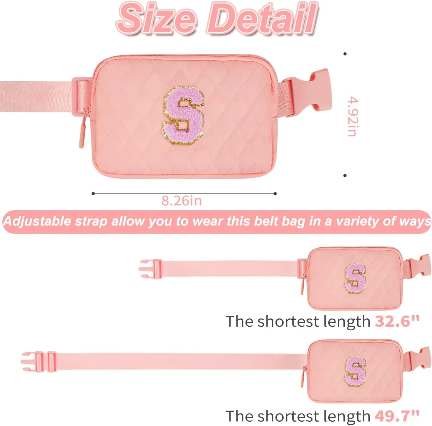 Essentials for Girls - Travel Essentials,Teen Girl Essentials,Essentials for Teen,Cute Teen Trendy Stuff Belt Bag for Women Girls Kids - Peach Bag,Pink S