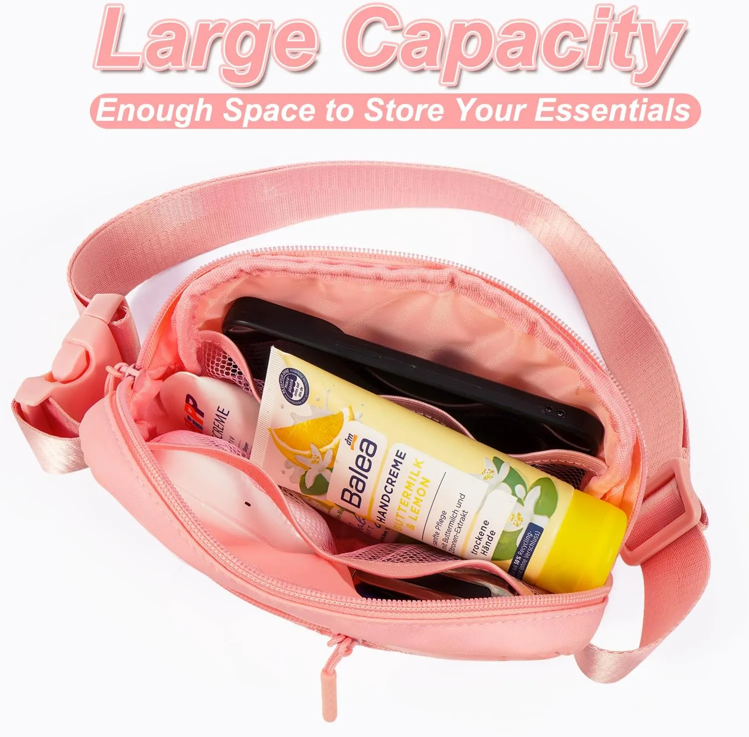 Essentials for Girls - Travel Essentials,Teen Girl Essentials,Essentials for Teen,Cute Teen Trendy Stuff Belt Bag for Women Girls Kids - Peach Bag,Pink S