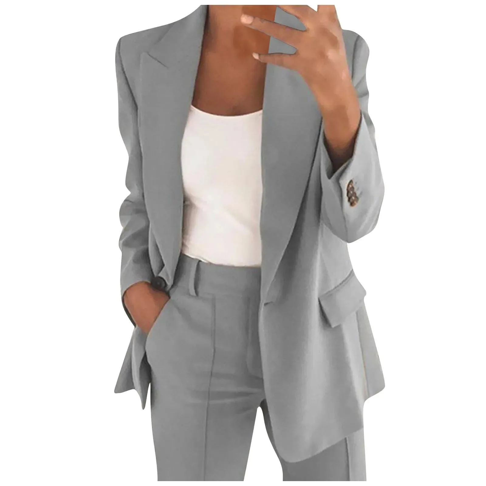 Eye-Catching Women's Fashion Oversize Cardigan Lapel Suit Coat: Leisure Temperament Blazers Jacket for Tailored Style
