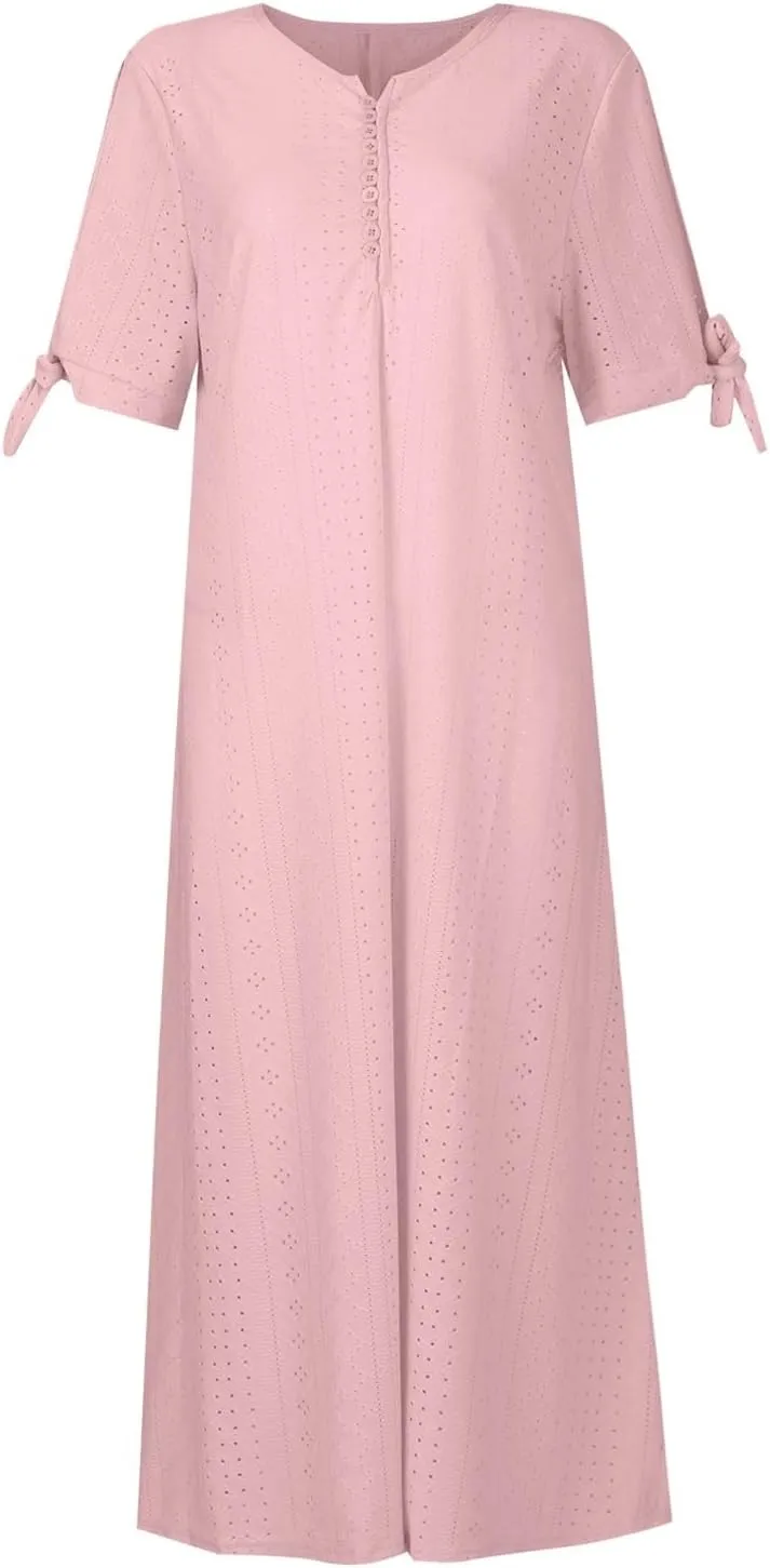 fanmpghleoo Eyelet Dress for Women Cold Shoulder Plus Size Dress Beach Vacation Maxi Dresses Wedding Guest Tea Party Dresses