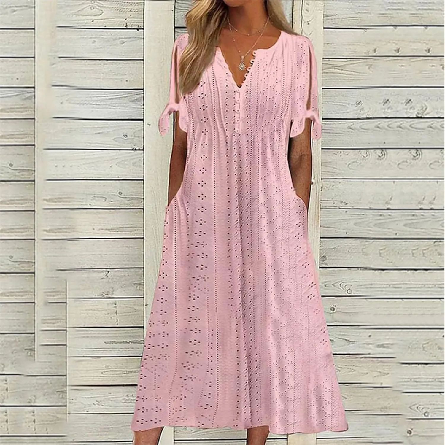 fanmpghleoo Eyelet Dress for Women Cold Shoulder Plus Size Dress Beach Vacation Maxi Dresses Wedding Guest Tea Party Dresses