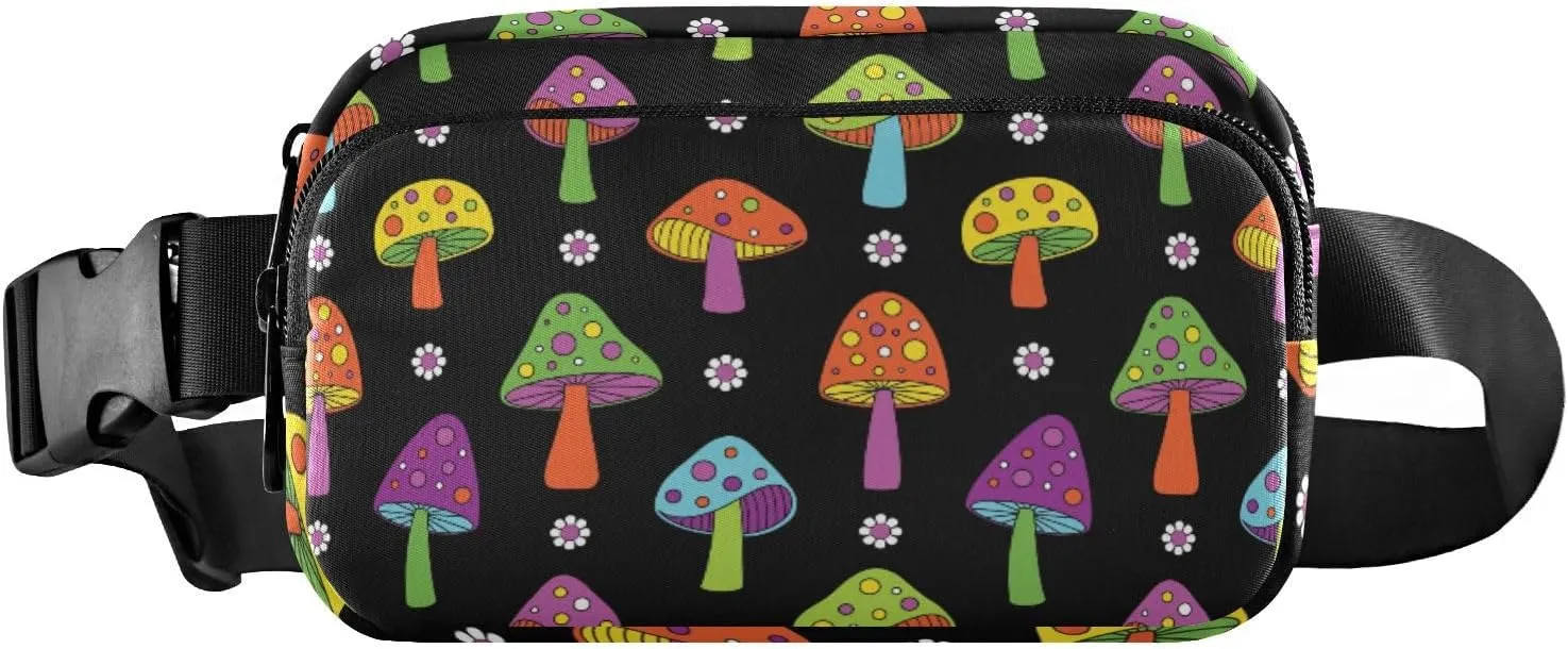 Fanny Pack for Women Men Colorful Mushrooms Belt Waist Pack Bum Bag Wallets for Running Cycling Hiking Travel Workout with Adjustable Strap