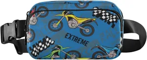 Fanny Pack for Women Men Motorcycles Blue Belt Waist Pack Bum Bag Wallets for Running Cycling Hiking Travel Workout with Adjustable Strap