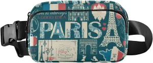 Fanny Pack for Women Men Retro Landmarks French Eiffel Tower Belt Waist Pack Bum Bag Wallets for Running Cycling Hiking Travel Workout with Adjustable Strap