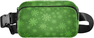 Fanny Pack for Women Men Snowflakes Green Belt Waist Pack Bum Bag Wallets for Running Cycling Hiking Travel Workout with Adjustable Strap