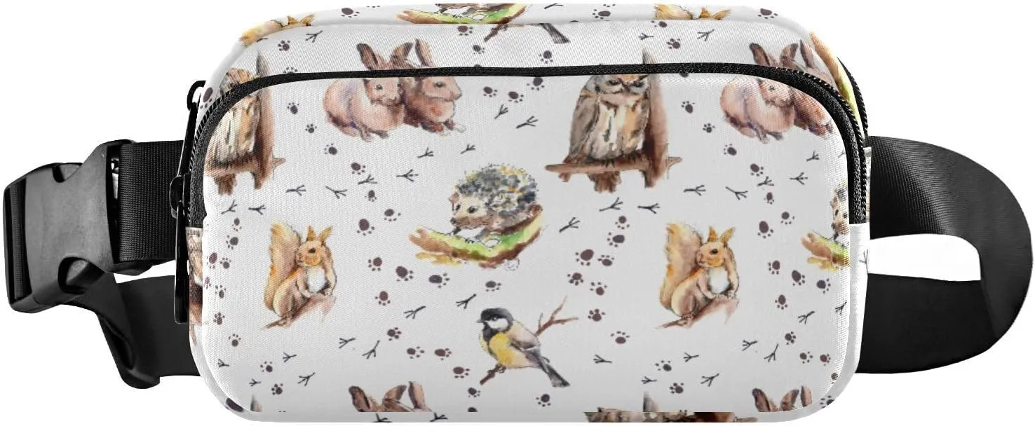 Fanny Pack for Women Men Squirrel Rabbits Hedgehog Owl Belt Waist Pack Bum Bag Wallets for Running Cycling Hiking Travel Workout with Adjustable Strap