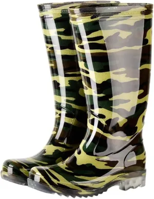 FENIKUSU Men's Waterproof Rain Boots Camouflage Antiskid Mid-top Garden Kitchen Shoes Rubber Water Shoes