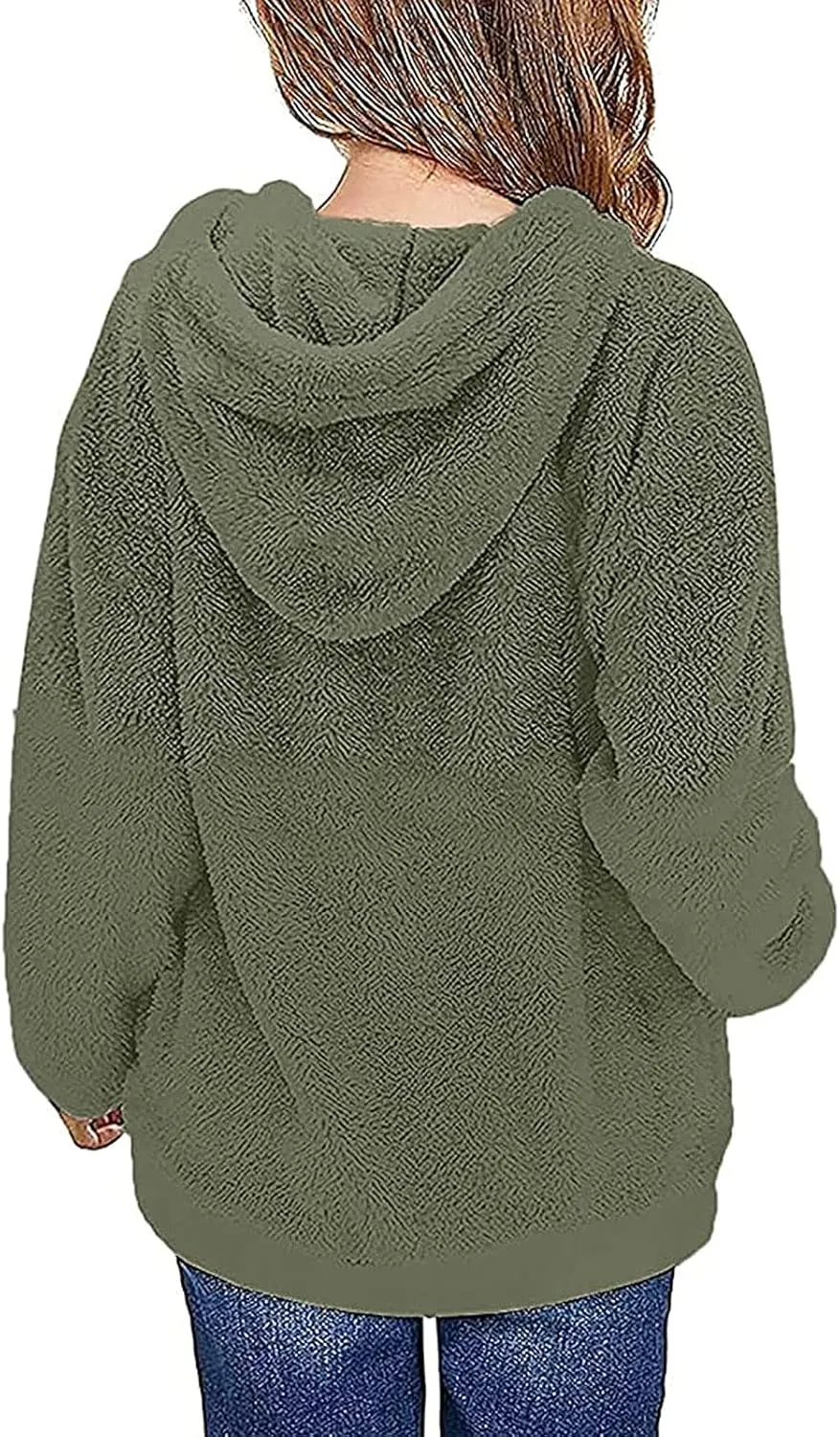 Fleece Hoodies for Girls Trendy Long Sleeve Sherpa Hooded Jacket Comfy Zip Up Winter Coat Warm Outfits for Teen Girls