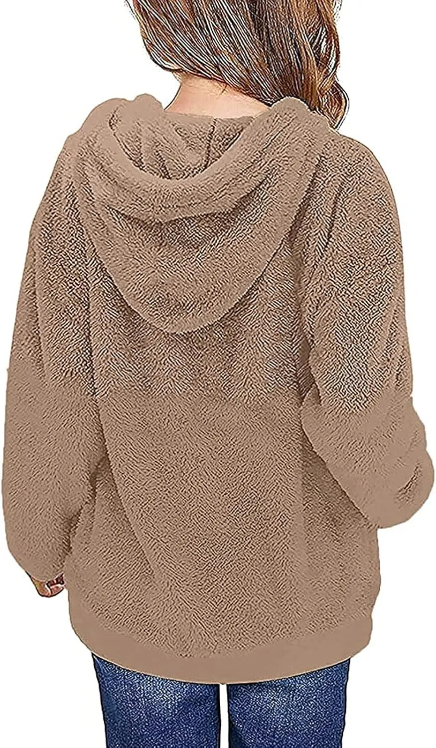 Fleece Hoodies for Girls Trendy Long Sleeve Sherpa Hooded Jacket Comfy Zip Up Winter Coat Warm Outfits for Teen Girls