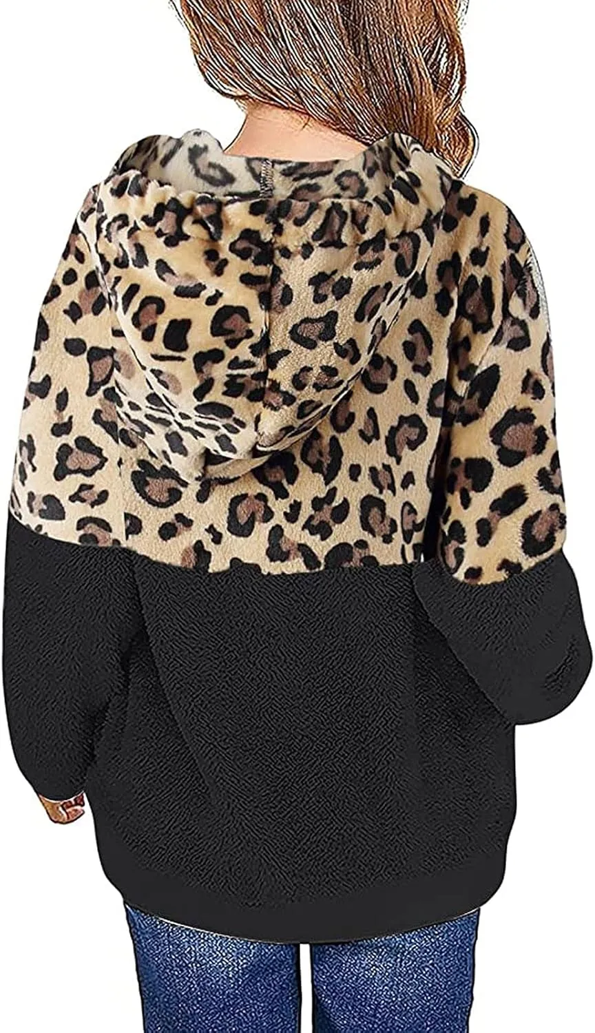 Fleece Hoodies for Girls Trendy Long Sleeve Sherpa Hooded Jacket Comfy Zip Up Winter Coat Warm Outfits for Teen Girls