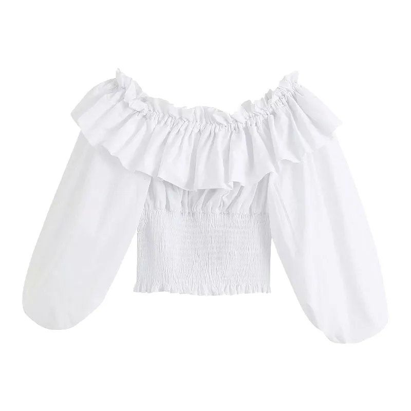 FRILLED POPLIN BLOUSE