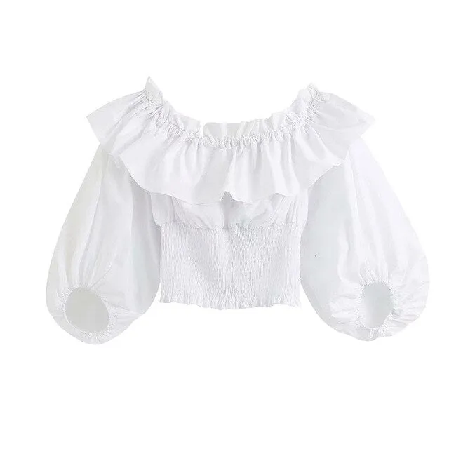 FRILLED POPLIN BLOUSE