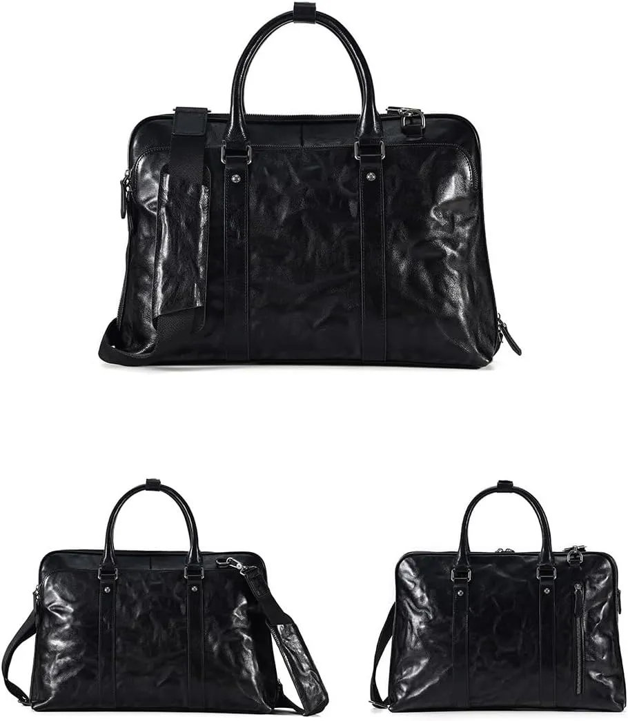 Genuine Leather Men's Briefcase for Business Office Messenger Bag Vintage Handbag Document Shoulder Bags.