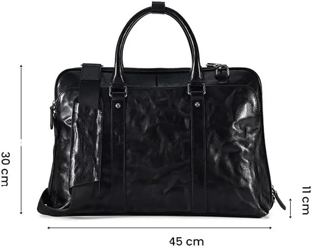 Genuine Leather Men's Briefcase for Business Office Messenger Bag Vintage Handbag Document Shoulder Bags.
