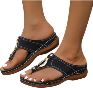 Gibobby Slippers for Women Wide Width,Womens Summer Bow Platforms Sandals Anti-Slip Casual Summer Beach Thong Slipper