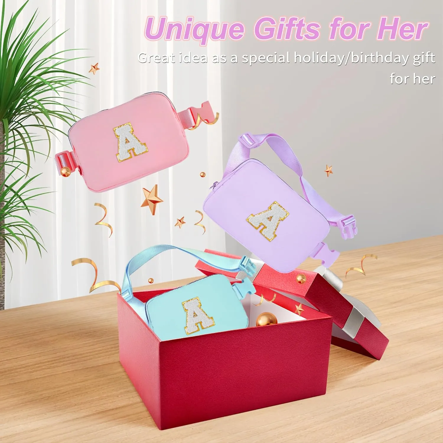 Gifts for Girls 3 4 5 6 7 8 9 10 11 12 Year Old Teens Kids Daughter Sister Her - Fanny Pack Crossbody Bag Cute Stuff for Girls Teen Trendy Belt Bags | Initial White S,Lavender Bag