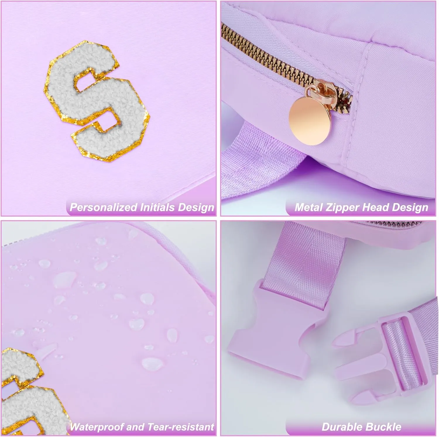 Gifts for Girls 3 4 5 6 7 8 9 10 11 12 Year Old Teens Kids Daughter Sister Her - Fanny Pack Crossbody Bag Cute Stuff for Girls Teen Trendy Belt Bags | Initial White S,Lavender Bag