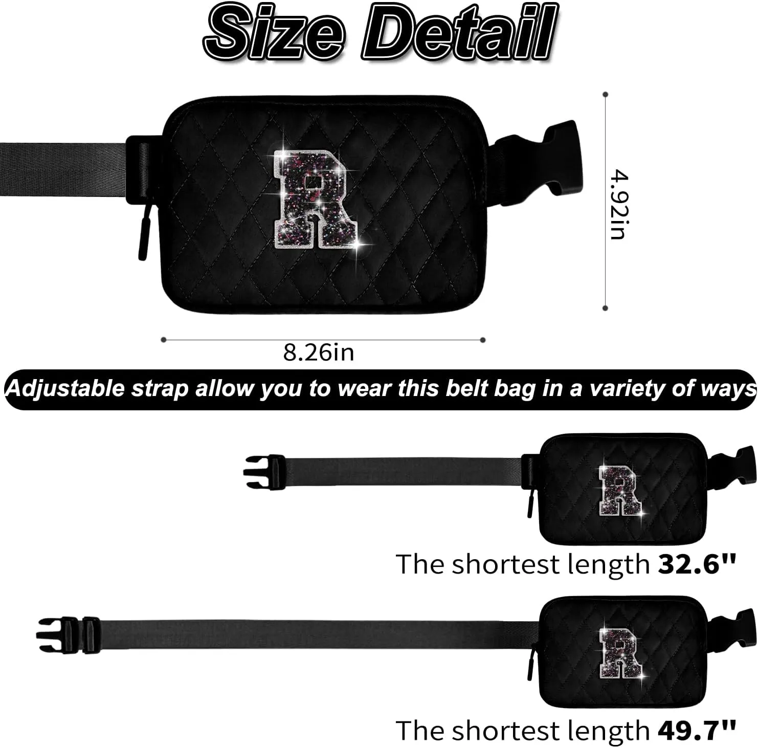 Gifts for Girls Teens - Birthday Gifts for Daughter Sister Niece Granddaughter Her,Teen Girl Travel Essentials,Crossbody Bag Belt Bags Cute Purse Fanny Pack Trendy Stuff - R,Black