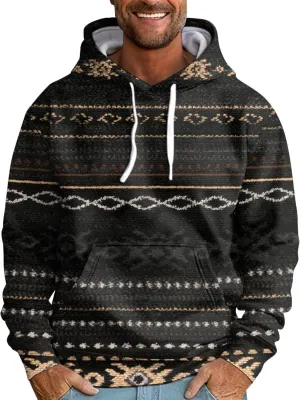 GOFULY Men'S Fashion Hoodies & Sweatshirts Casual Fall Western Aztec Print Graphic Hoodies Long Sleeve Pullover Hoodies