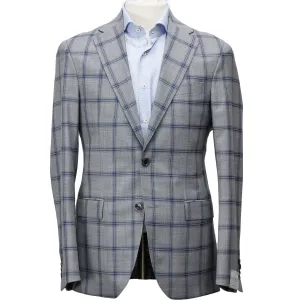 Gray with Mid-Blue Check Midland Contemporary Fit Sport Coat - Jack Victor