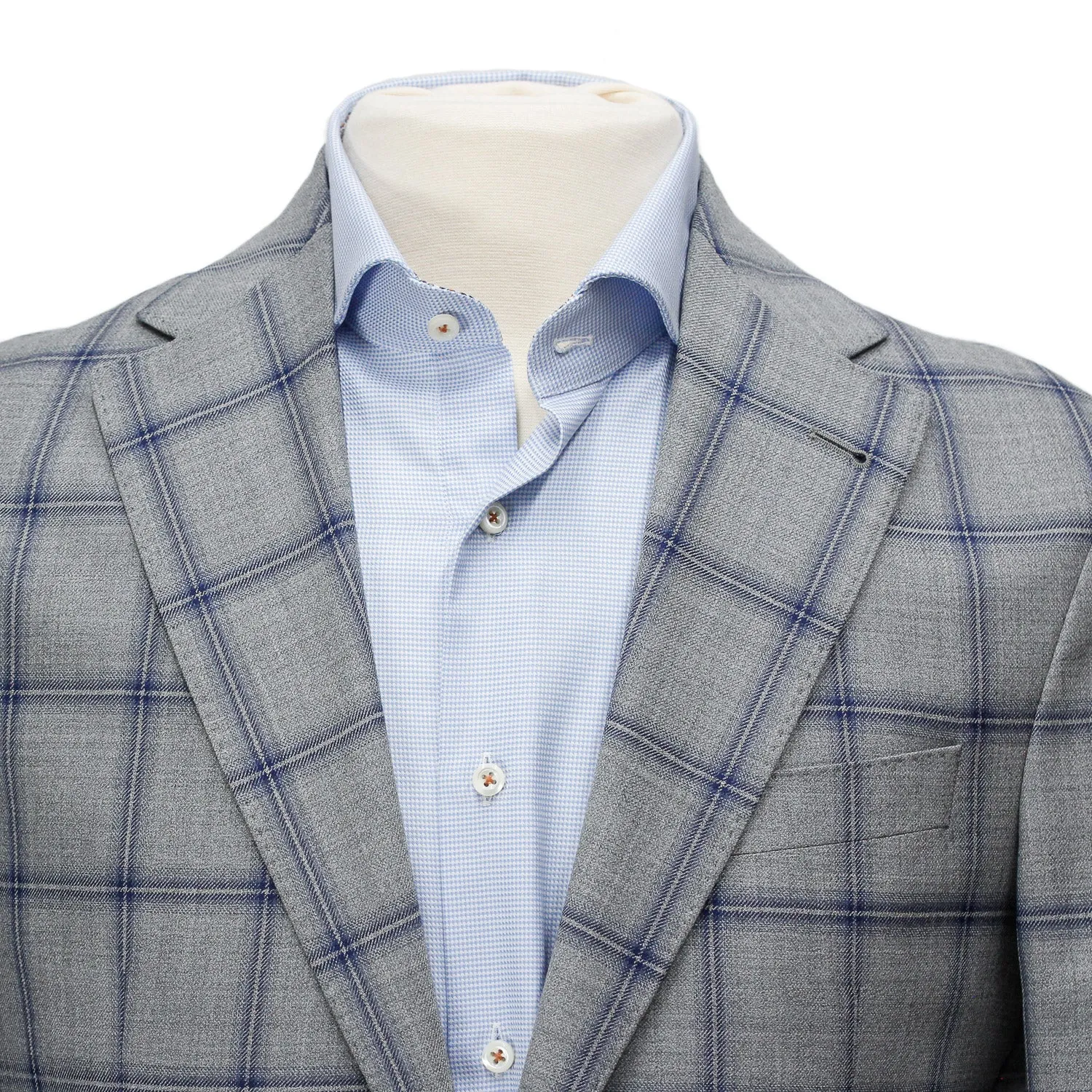 Gray with Mid-Blue Check Midland Contemporary Fit Sport Coat - Jack Victor