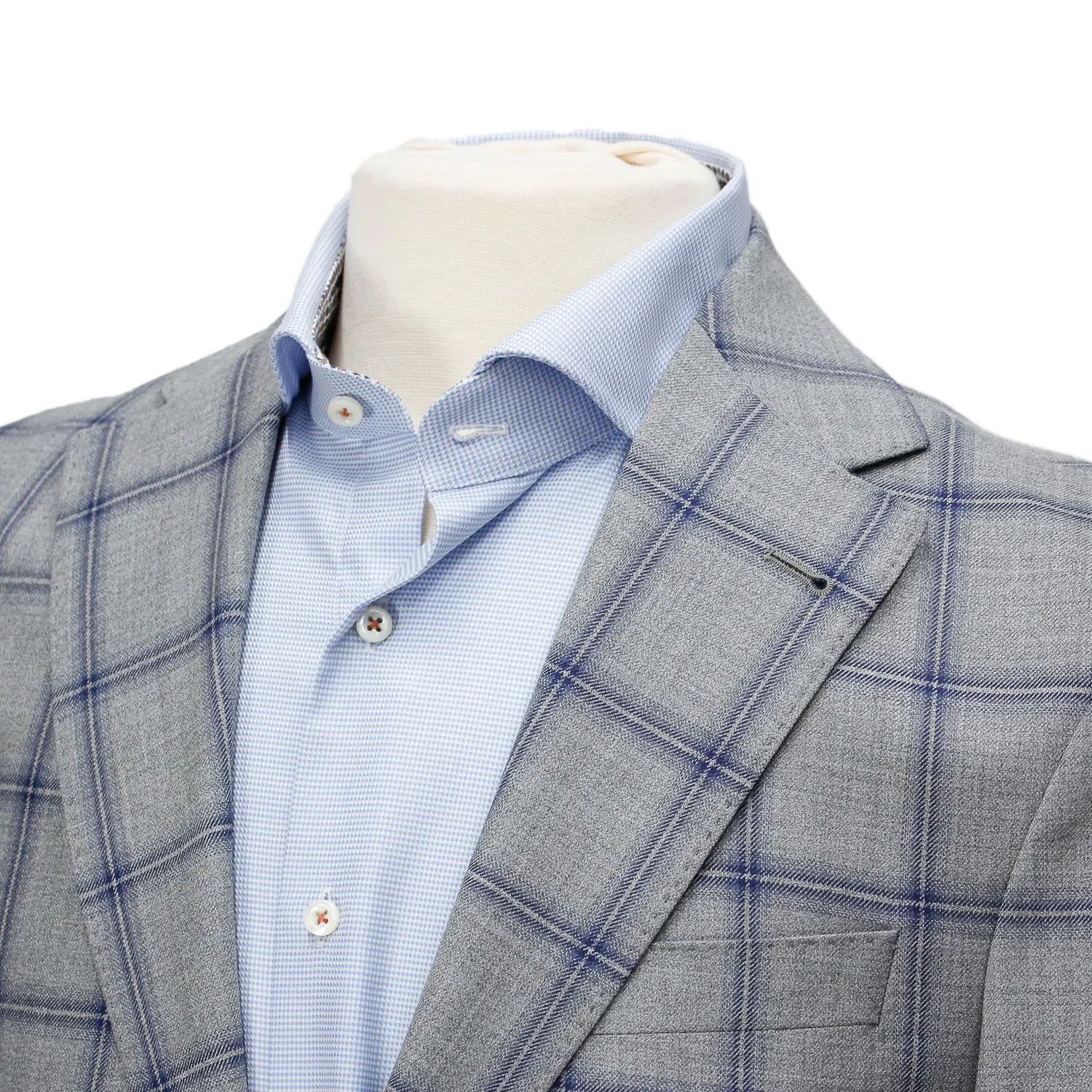 Gray with Mid-Blue Check Midland Contemporary Fit Sport Coat - Jack Victor
