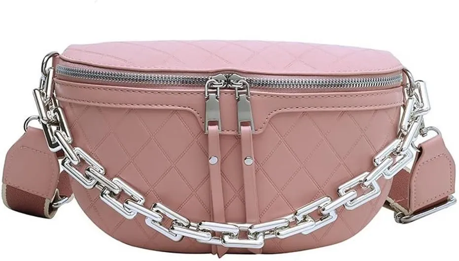 HBJWOV Women Leather Waist Bag Chest Pack Mini Female Belt Bags Ladies Shoulder Crossbody Bag(Gray)