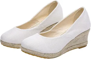 High Platform Wedge Sandals for Women Closed Toe Slip On Sandals Comfortable Wedge Pumps Shoes Casual Beach Shoes