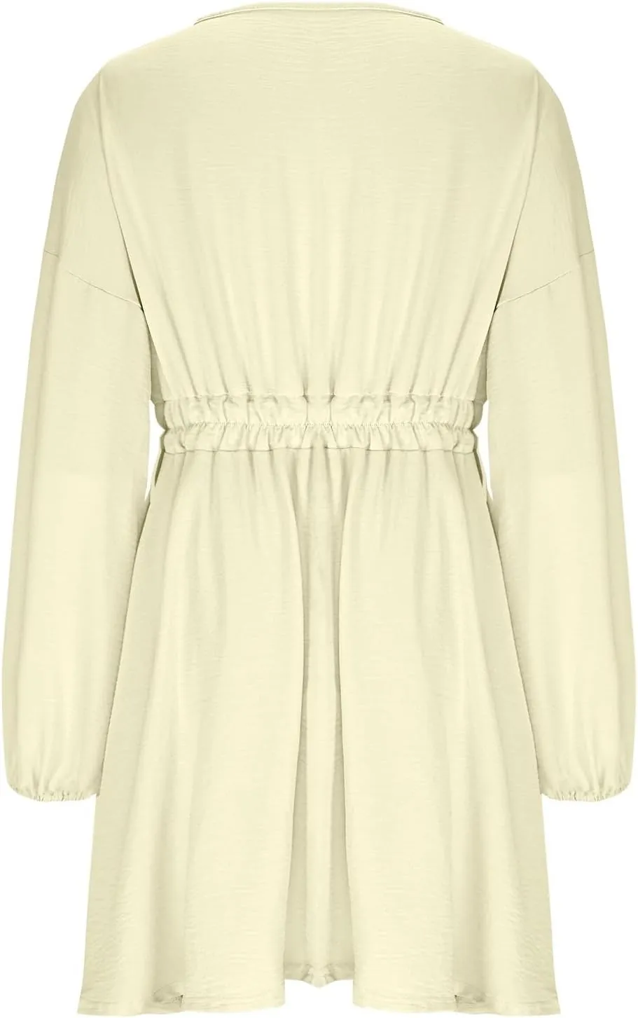 hlysgo Summer Dresses for Women 2025 Casual Loose Fit Lantren Long Sleeve V Neck Mini Dress A-Line Swing Short Beach Dress