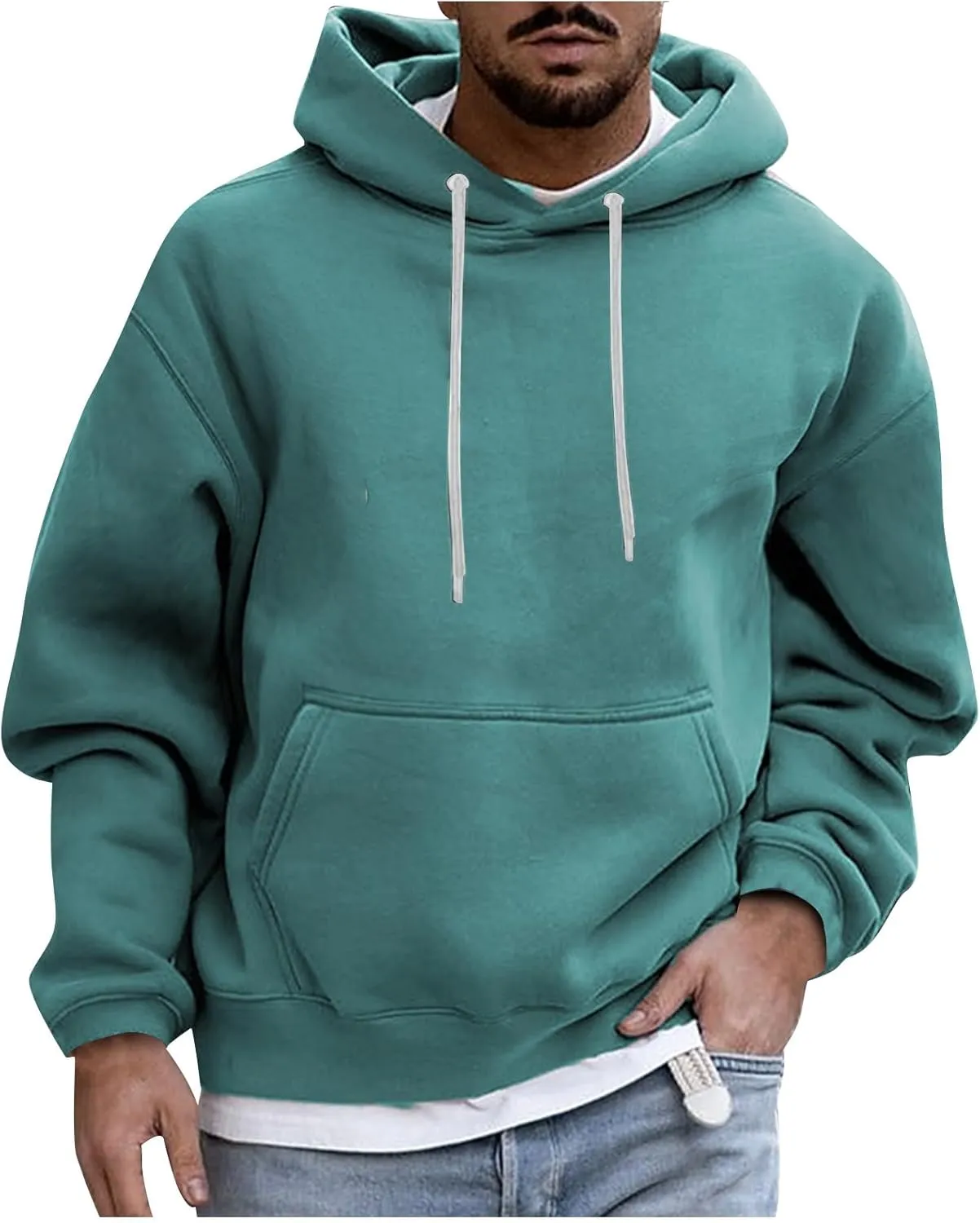Hoodies for Men 2024 Men's Fleece Pullover Hoodie Loose Fit Ultra Soft Hooded Sweatshirt with Pockets