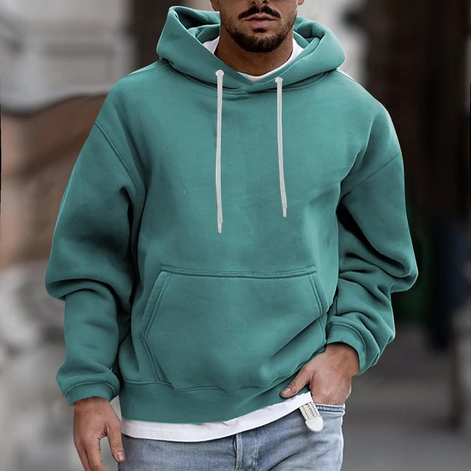 Hoodies for Men 2024 Men's Fleece Pullover Hoodie Loose Fit Ultra Soft Hooded Sweatshirt with Pockets
