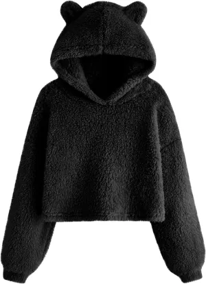 Hoodies for Teen Girls Sherpa Fleece Hooded Sweatshirts Oversized Long Sleeve Pullover Cute Clothes Tops 7-12 Years