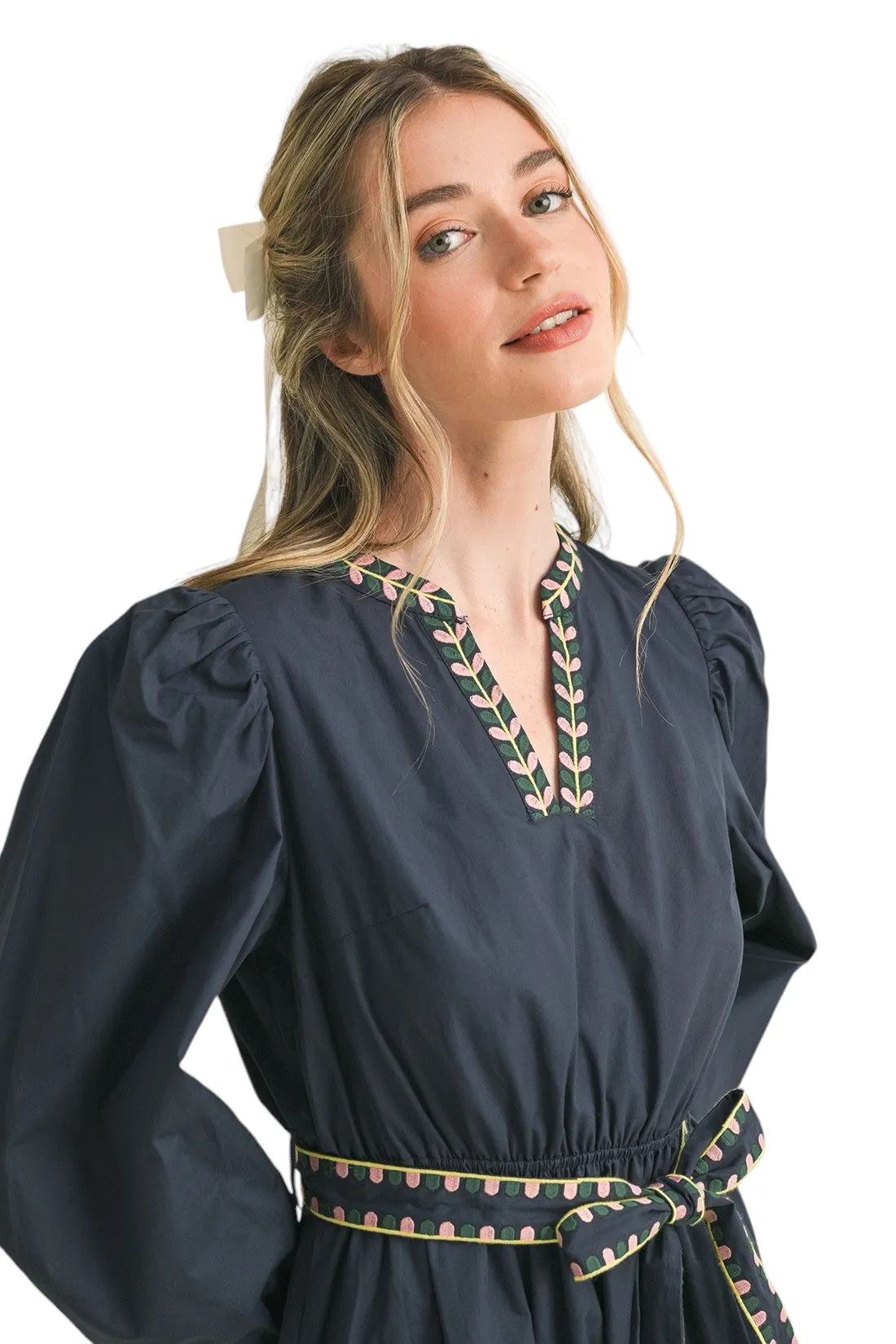 Houser Embroidered Midi Dress