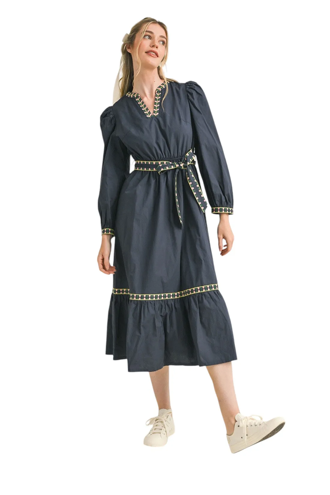 Houser Embroidered Midi Dress