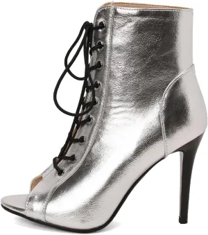 HROYL Women's Ballroom Latin Salsa Dance Shoes Lace-up Open-Toe Ankle Dance Boots,Model DS9676-L478