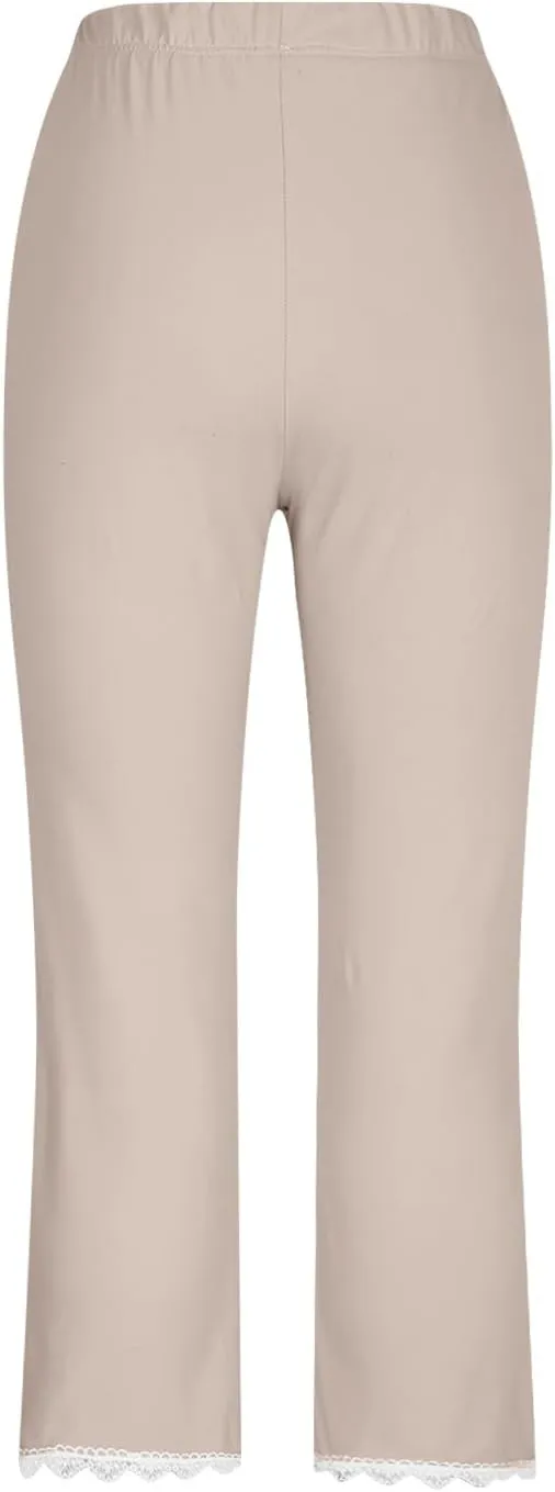 Lace Cropped Trousers Women Capri Leggings 3/4 Length Stretch Pants Summer High Waisted Sweatpants Cropped Trouser