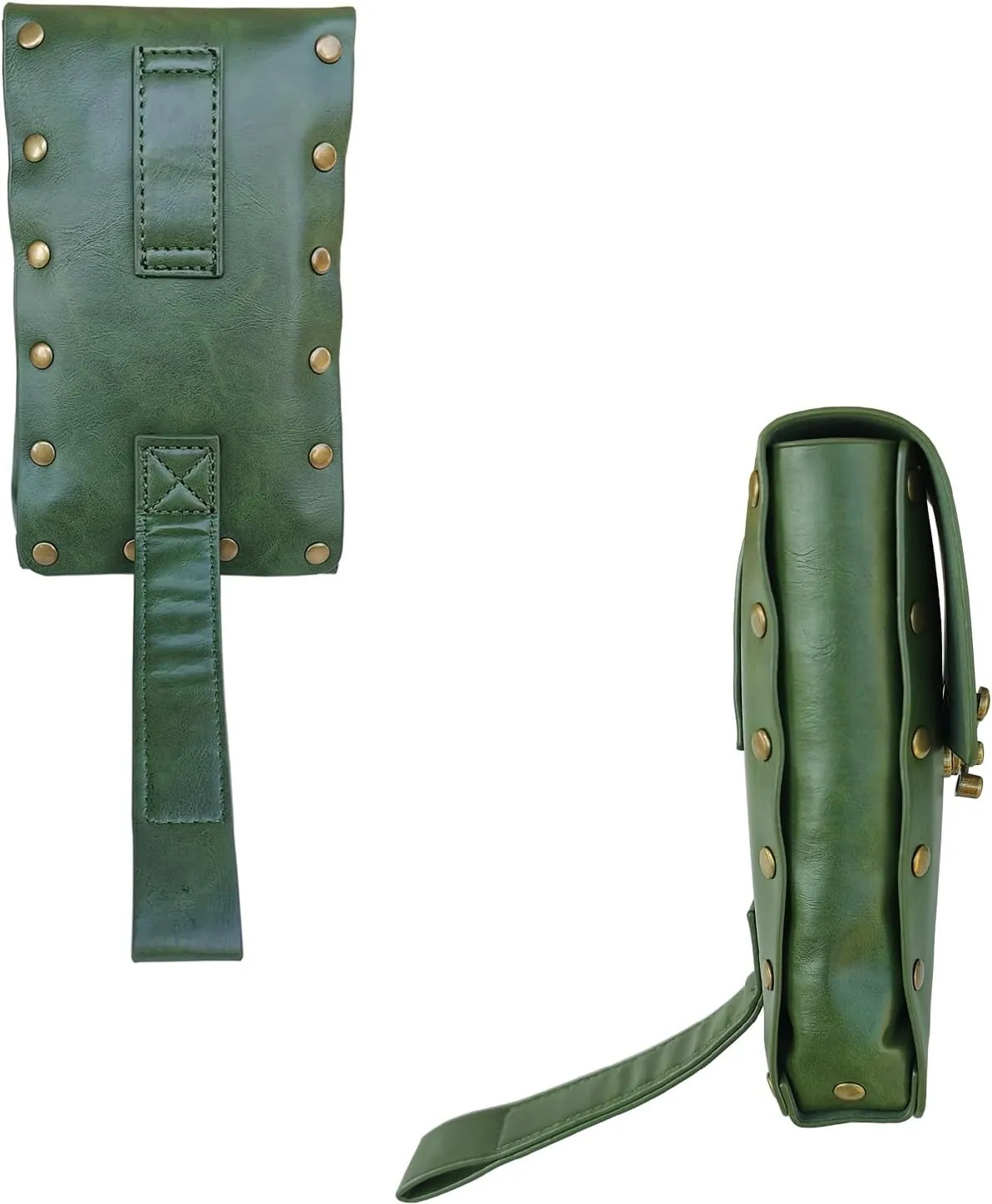 Larswon Leg Bag, Renaissance Leg Harness Bag Synthetic Leather Belt Bag for Women Hip Bag Fanny Pack Thigh Harness Women Green