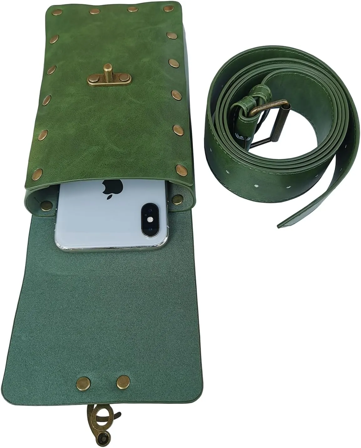 Larswon Leg Bag, Renaissance Leg Harness Bag Synthetic Leather Belt Bag for Women Hip Bag Fanny Pack Thigh Harness Women Green