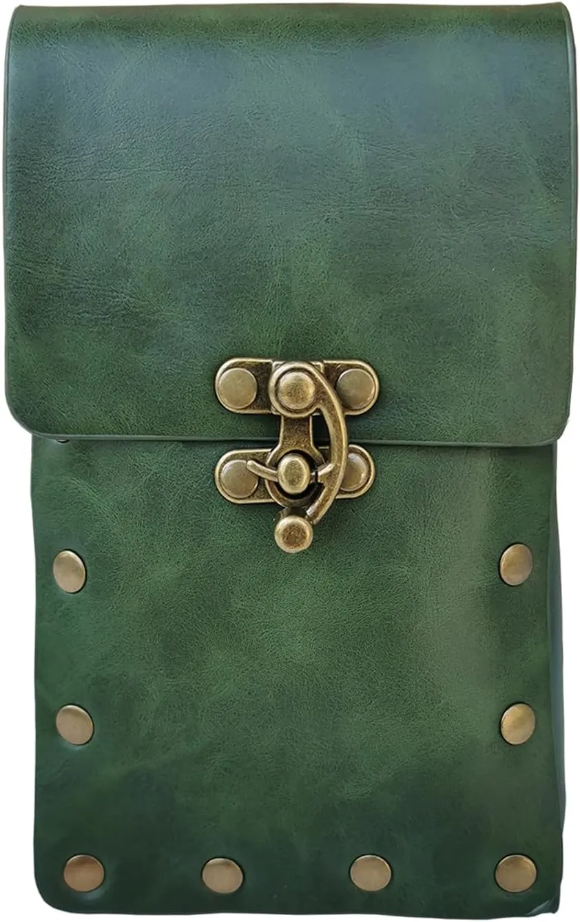 Larswon Leg Bag, Renaissance Leg Harness Bag Synthetic Leather Belt Bag for Women Hip Bag Fanny Pack Thigh Harness Women Green