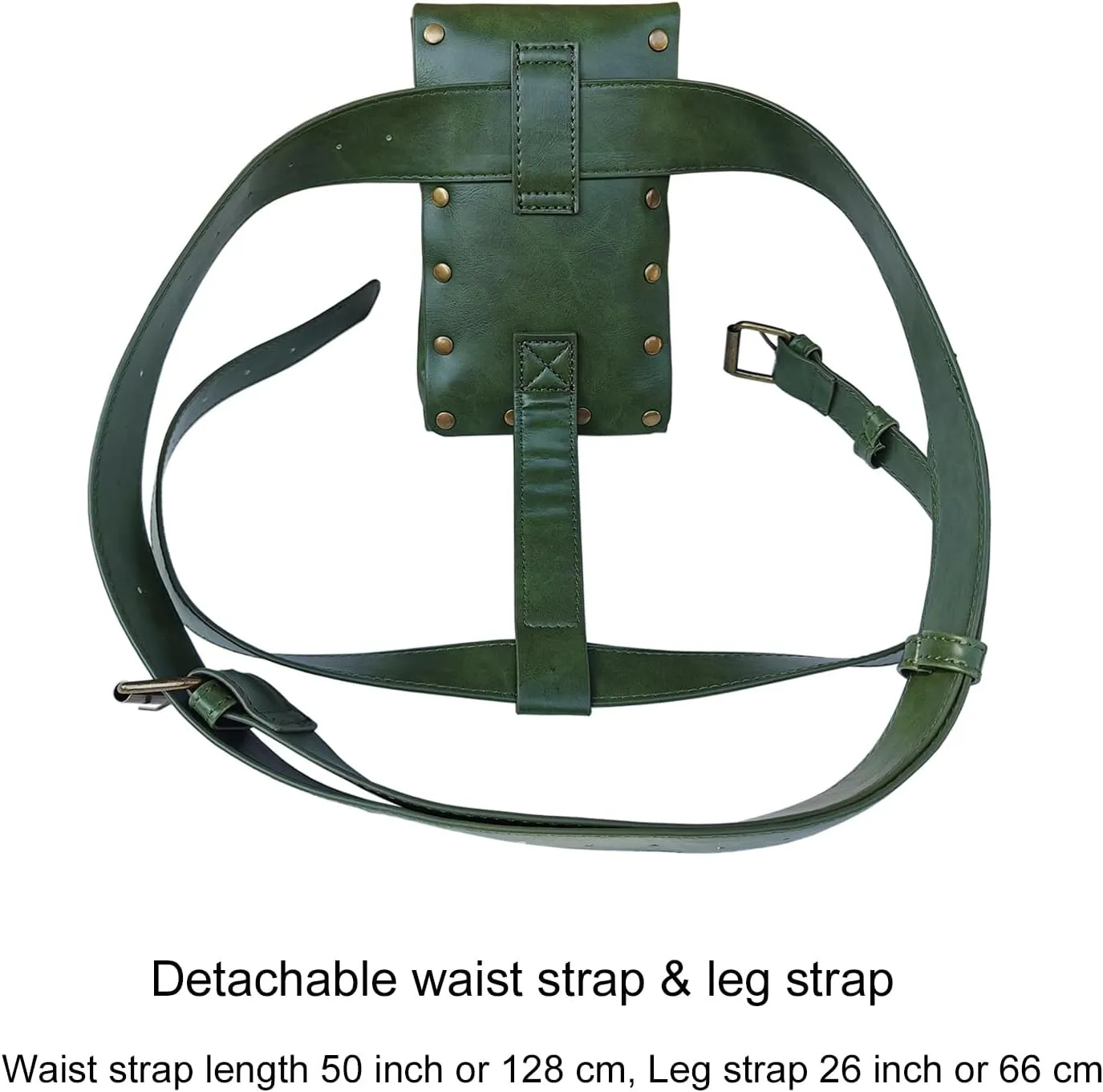 Larswon Leg Bag, Renaissance Leg Harness Bag Synthetic Leather Belt Bag for Women Hip Bag Fanny Pack Thigh Harness Women Green