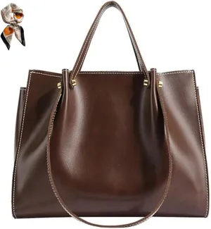 Leather Shoulder Bag for Women,Large Capacity Slouchy Work Tote Bag with Zipper,Fashion PU Purse Satchel Handbag