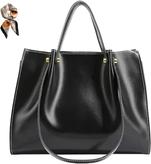 Leather Shoulder Bag for Women,Large Capacity Slouchy Work Tote Bag with Zipper,Fashion PU Purse Satchel Handbag