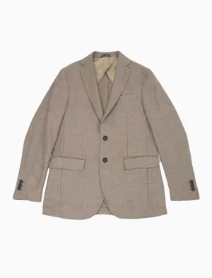 Light Beige Herringbone Wool & Cashmere Blazer